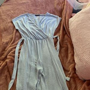 Blue & white striped jumpsuit
